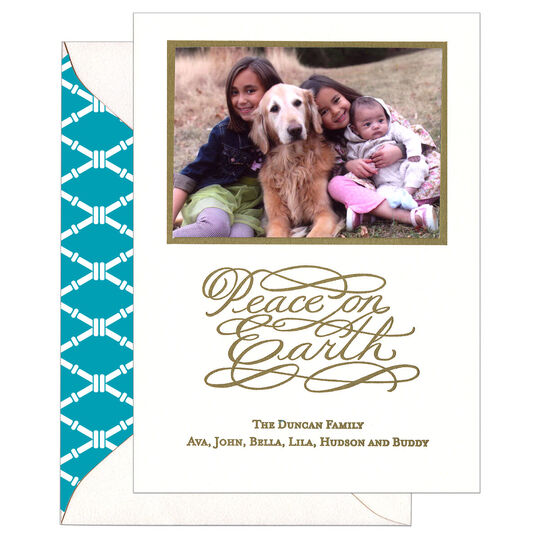 Peace on Earth Photo Flat Letterpress Holiday Cards